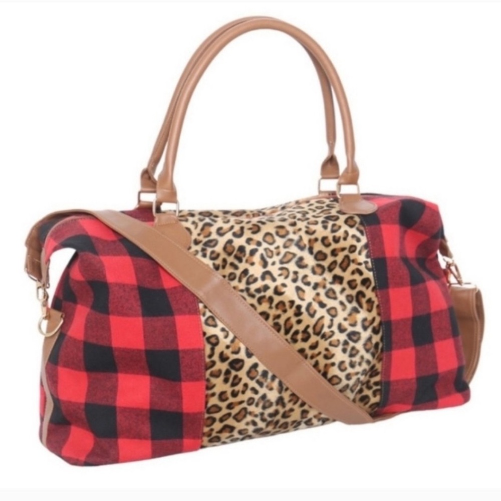 {NEW} Buffalo Plaid Travel Bag Red